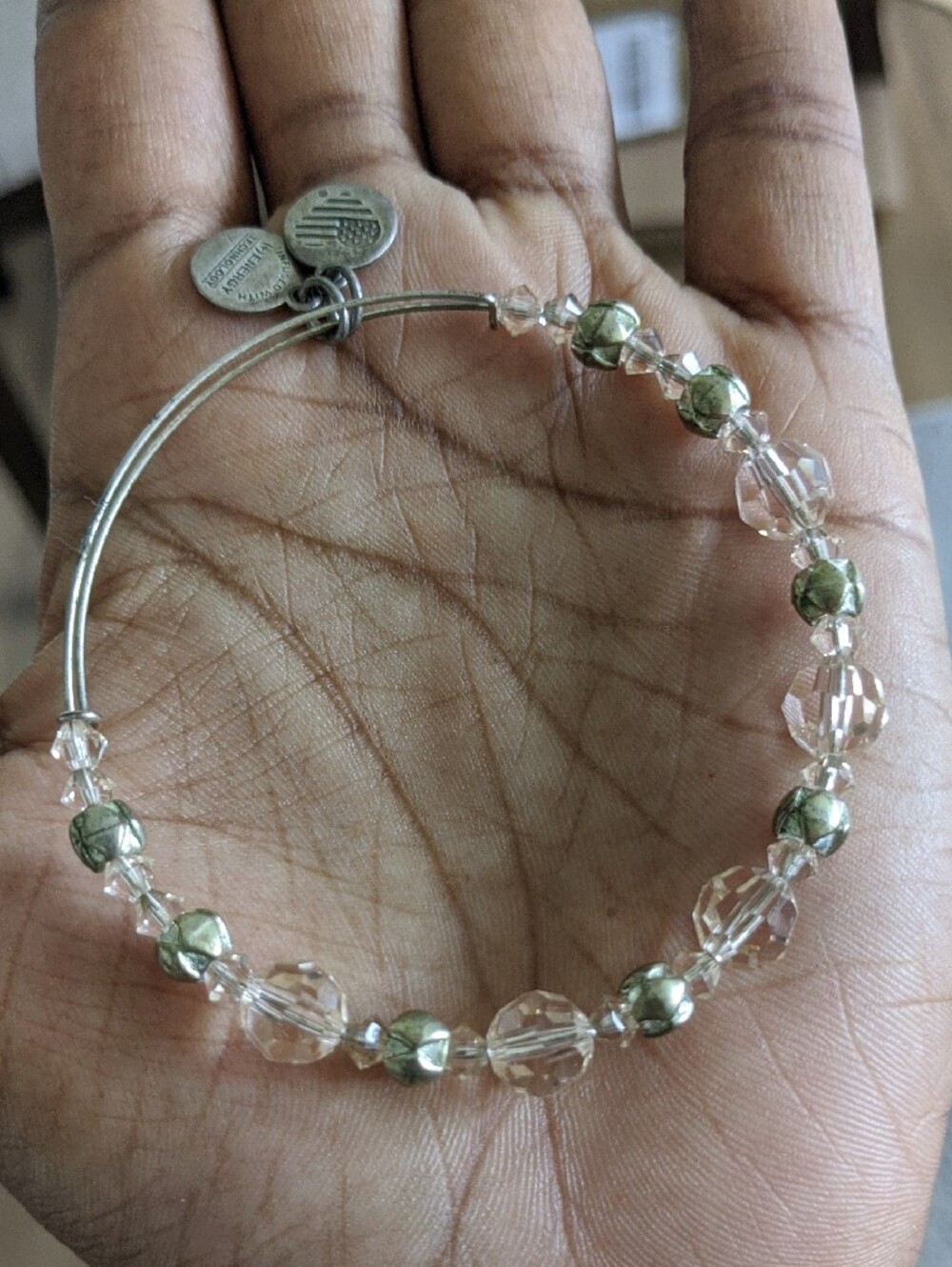 Alex And Ani Bangle Bracelet Color Palette Adorned W/Swarovski Crystals Frost